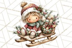 Christmas Gnomes Clipart, Festive Watercolor Art PNG Product Image 4