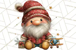 Christmas Gnomes Clipart, Festive Watercolor Art PNG Product Image 5