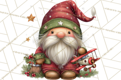 Christmas Gnomes Clipart, Festive Watercolor Art PNG Product Image 2