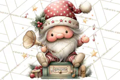 Christmas Gnomes Clipart, Festive Watercolor Art PNG Product Image 3