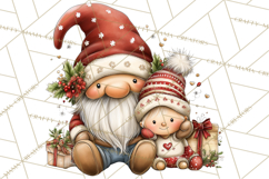 Christmas Gnomes Clipart, Festive Watercolor Art PNG Product Image 4