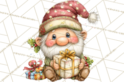 Christmas Gnomes Clipart, Festive Watercolor Art PNG Product Image 5
