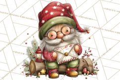 Christmas Gnomes Clipart, Festive Watercolor Art PNG Product Image 5