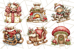 Christmas Gnomes Clipart, Festive Watercolor Art PNG Product Image 2