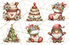 Christmas Gnomes Clipart, Festive Watercolor Art PNG Product Image 3