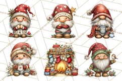Christmas Gnomes Clipart, Festive Watercolor Art PNG Product Image 4