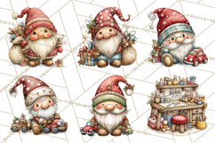Christmas Gnomes Clipart, Festive Watercolor Art PNG Product Image 5