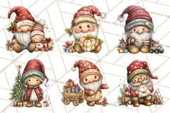 Christmas Gnomes Clipart, Festive Watercolor Art PNG Product Image 9