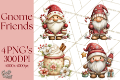 Christmas Gnomes Clipart, Festive Watercolor Art PNG Product Image 1