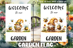 Garden greeting flag, sublimation of a gnome, summer flowers Product Image 1