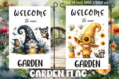 Garden flag welcome, Summer sunflowers gnome sublimation Product Image 1