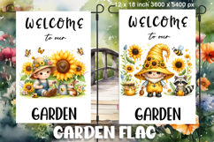 Garden flag welcome, Summer sunflowers gnome sublimation Product Image 1