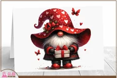 Valentine Gnome png, Watercolor gnome with gift box png Product Image 2