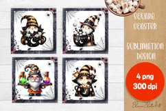 Halloween Sublimation Coaster Design, Halloween Gnome PNG Product Image 1