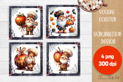 Halloween Sublimation Coaster Design, Halloween Gnome PNG Product Image 1