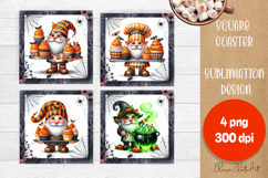 Halloween Sublimation Coaster Design, Halloween Gnome PNG Product Image 1