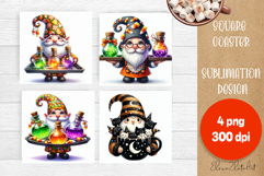Halloween Sublimation Coaster Design, Halloween Gnome PNG Product Image 1
