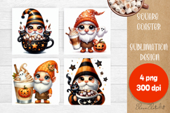 Halloween Sublimation Coaster Design, Halloween Gnome PNG Product Image 1