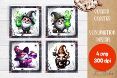 Halloween Sublimation Coaster Design, Halloween Gnome PNG Product Image 1
