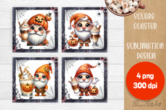 Halloween Sublimation Coaster Design, Halloween Gnome PNG Product Image 1