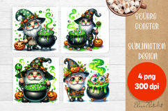 Halloween Sublimation Coaster Design, Halloween Gnome PNG Product Image 1