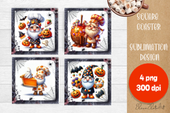 Halloween Sublimation Coaster Design, Halloween Gnome PNG Product Image 1