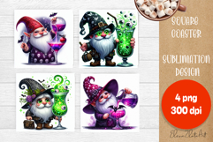 Halloween Sublimation Coaster Design, Halloween Gnome PNG Product Image 1