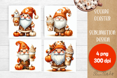 Halloween Sublimation Coaster Design, Halloween Gnome PNG Product Image 1