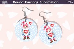 Gnome Heart Round Earrings | Valentine Earrings Sublimation Product Image 1