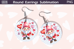 Gnome Heart Round Earrings | Valentine Earrings Sublimation Product Image 1
