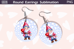 Gnome Heart Round Earrings | Valentine Earrings Sublimation Product Image 1