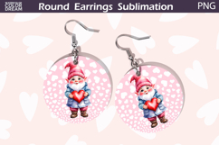 Gnome Heart Round Earrings | Valentine Earrings Sublimation Product Image 1