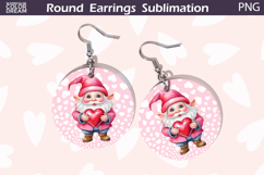 Gnome Heart Round Earrings | Valentine Earrings Sublimation Product Image 1