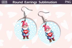 Gnome Heart Round Earrings | Valentine Earrings Sublimation Product Image 1