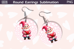 Gnome Heart Round Earrings | Valentine Earrings Sublimation Product Image 1