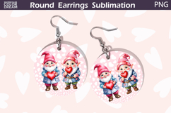 Gnome Heart Round Earrings | Valentine Earrings Sublimation Product Image 1