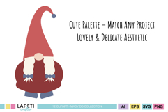 Red and blue Valentine gnome graphic
