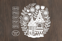 Gnome House papercut autumn paper cutting template laser cut Product Image 3