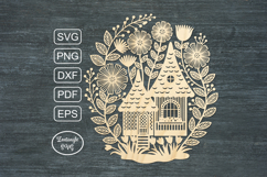 Gnome House papercut autumn paper cutting template laser cut Product Image 2