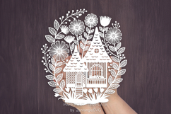 Gnome House papercut autumn paper cutting template laser cut Product Image 4