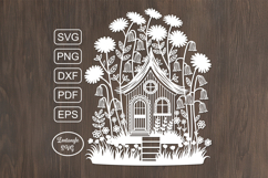 Gnome House papercut autumn paper cutting template laser cut Product Image 4