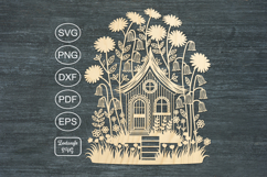 Gnome House papercut autumn paper cutting template laser cut Product Image 2