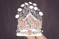 Gnome House papercut autumn paper cutting template laser cut Product Image 3