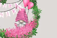 Gnome It's a Girl Wreath Clipart Png