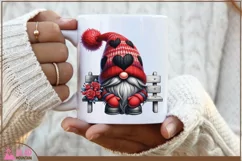 Valentine Gnome png with roses, Valentine gnome in knit hat Product Image 2