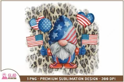 4th of July Independence Day Gnome png with leopard print Product Image 1