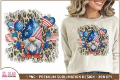 4th of July Independence Day Gnome png with leopard print Product Image 2