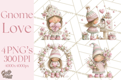 Valentine Gnome Clipart PNG, Gnome Girl Valentine Clip Art Product Image 1