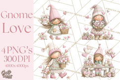 Valentine Gnome Clipart PNG, Gnome Girl Valentine Clip Art Product Image 1