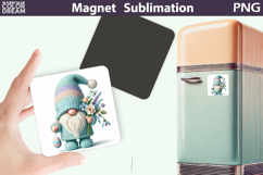 Easter Gnome Magnet Design | Gnome Spring Floral Sublimation Product Image 1